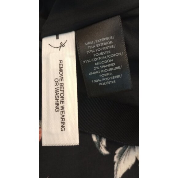 Ann Taylor Skirt Size 16 Black Floral Textured Thick Lined Front Slit Back Zip - Picture 8 of 9